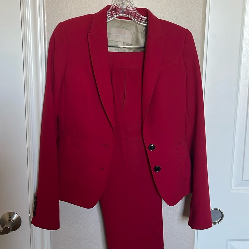 Red pant suit